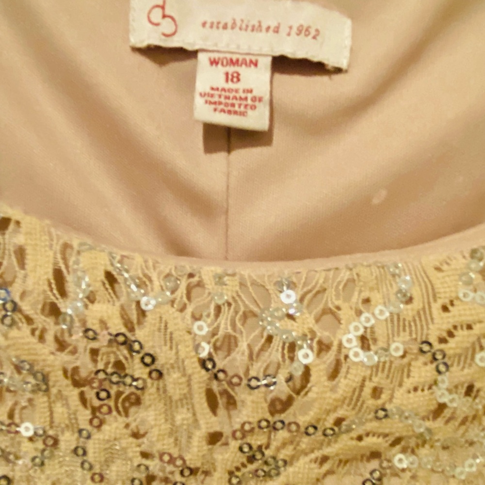 Dress Barn Gold Asymmetrical Sequin Dress - Picture 2 of 9